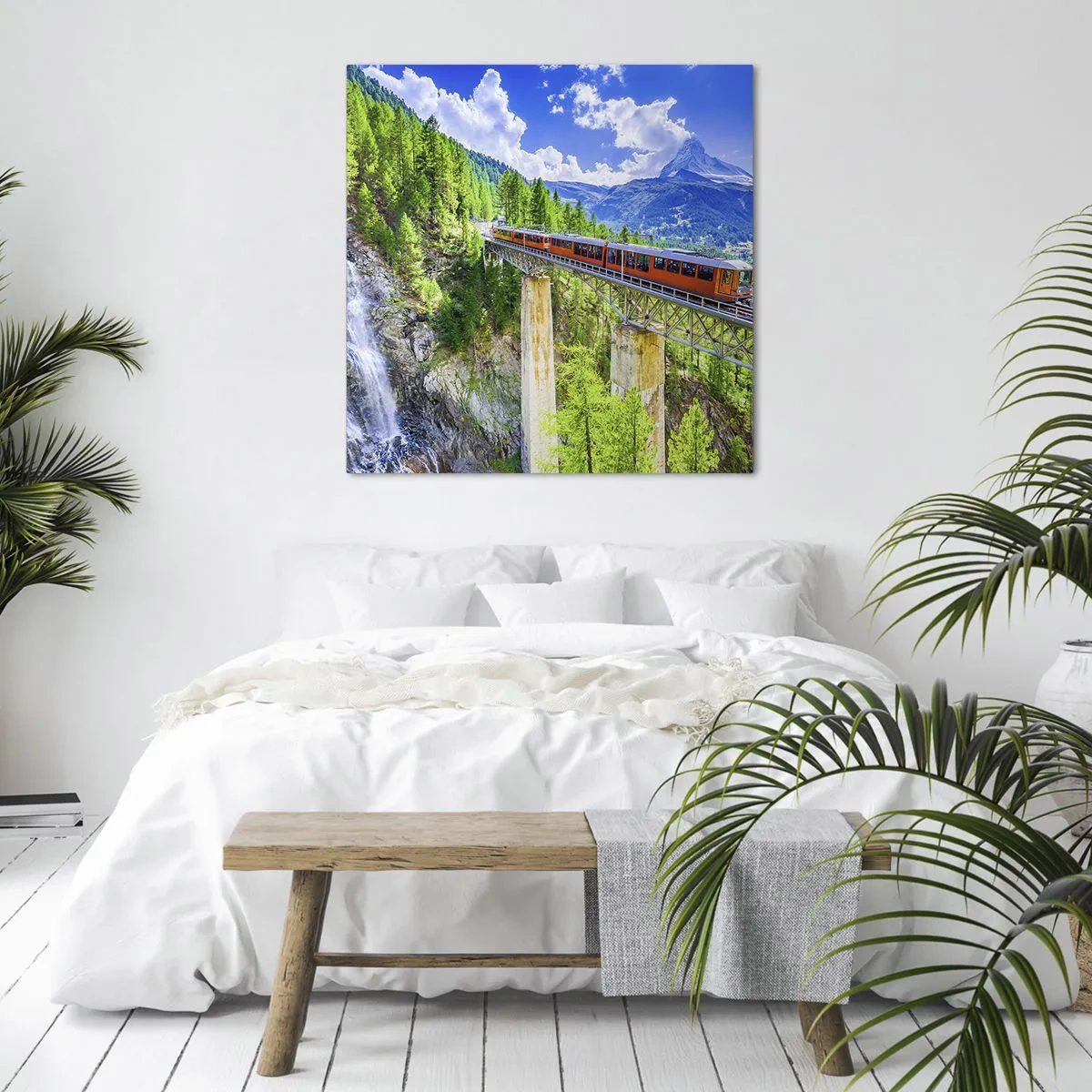 Cuadro sobre lienzo - Impresión de Imagen - Ferrocarril a los Alpes - 50x50 cm