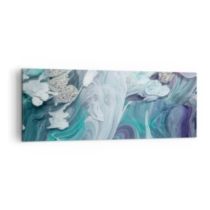 Cuadro sobre lienzo - Impresión de Imagen - Remolinos abstractos en tonos azules y blancos - 140x50cm - Corrientes de azul - Decoración de pared moderna para salón y dormitorio ARTTOR