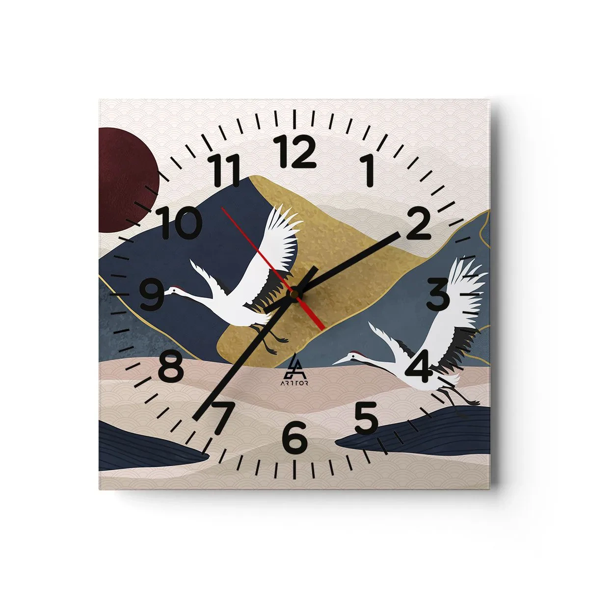Reloj de pared - Reloj de vidrio - Y el día ha vuelto a pasar volando - 40x40 cm