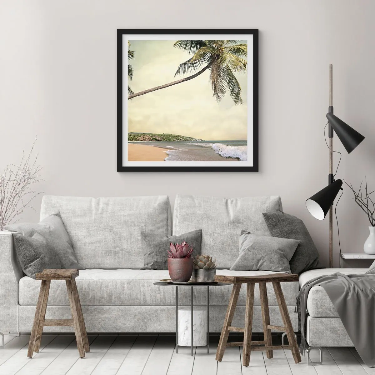 Póster en marco negro - Sueño tropical - 40x40 cm