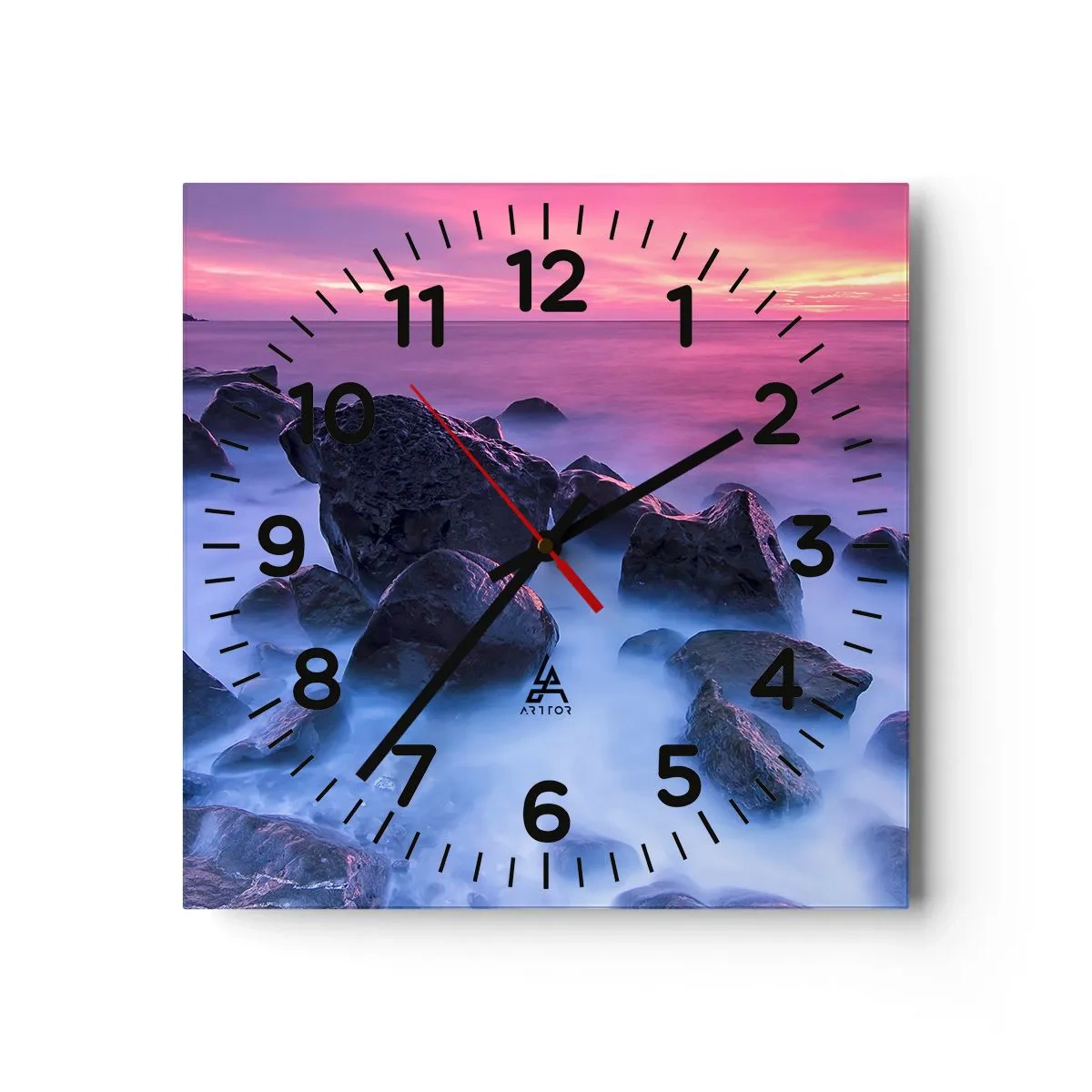 Reloj de pared - Reloj de vidrio - Nacimiento en la luz y la niebla - 30x30 cm