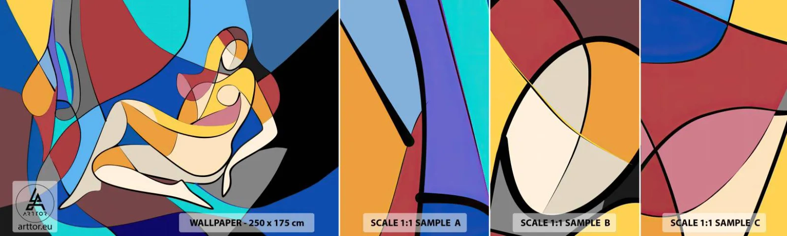 Muestra de fotomural autoadhesivo Deluxe Sticker - Desnudo cubista - Cubismo, Moderno, Mujer - 100x30 cm