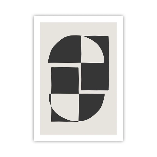 Póster - Composición geométrica en blanco y negro - 50x70cm - Antítesis - síntesis - Decoración de pared moderna para salón y dormitorio ARTTOR