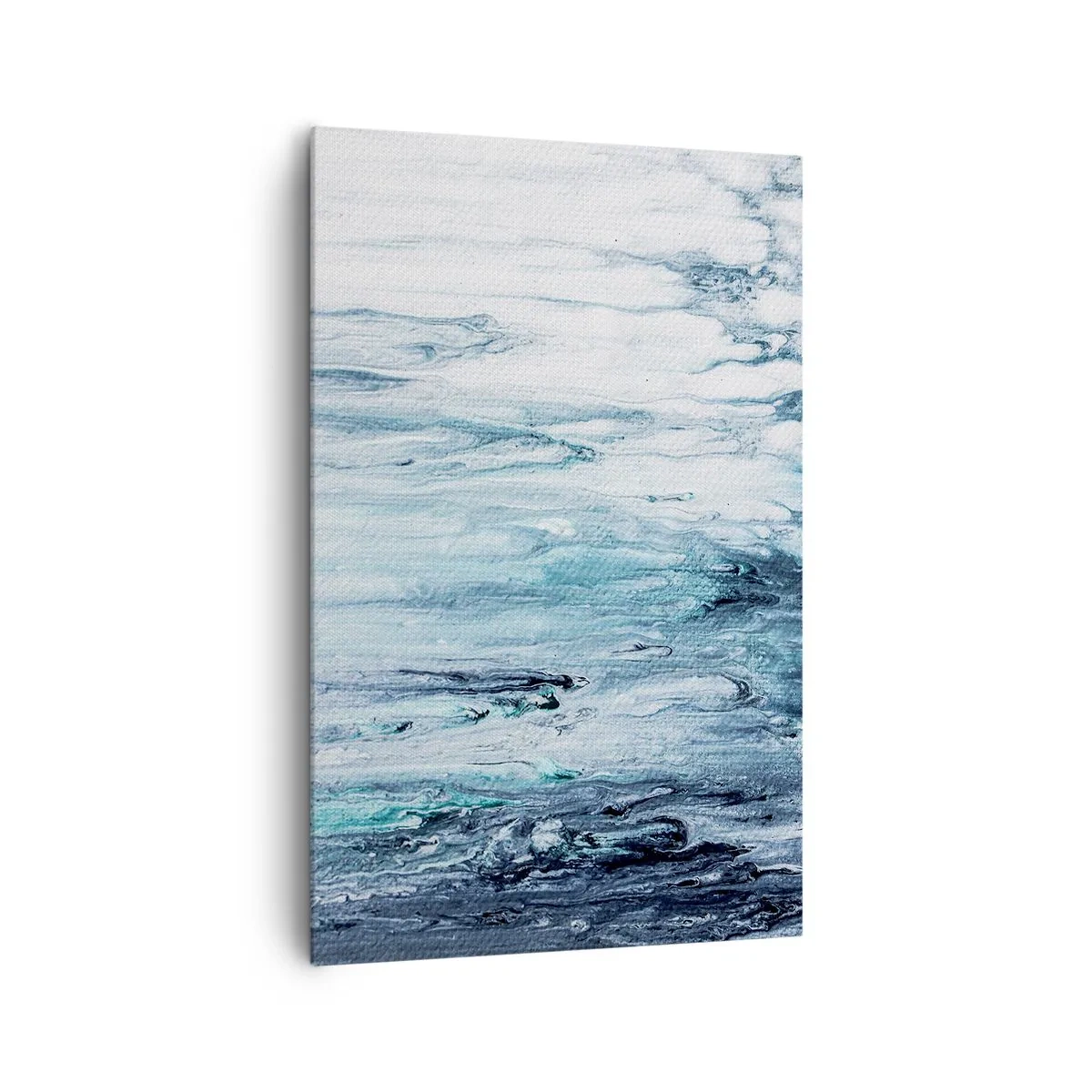 Cuadro sobre lienzo - Impresión de Imagen - Rayas abstractas azules y blancas que se asemejan a carámbanos - 80x120cm - Carámbanos de azul - Decoración de pared moderna para salón y dormitorio ARTTOR