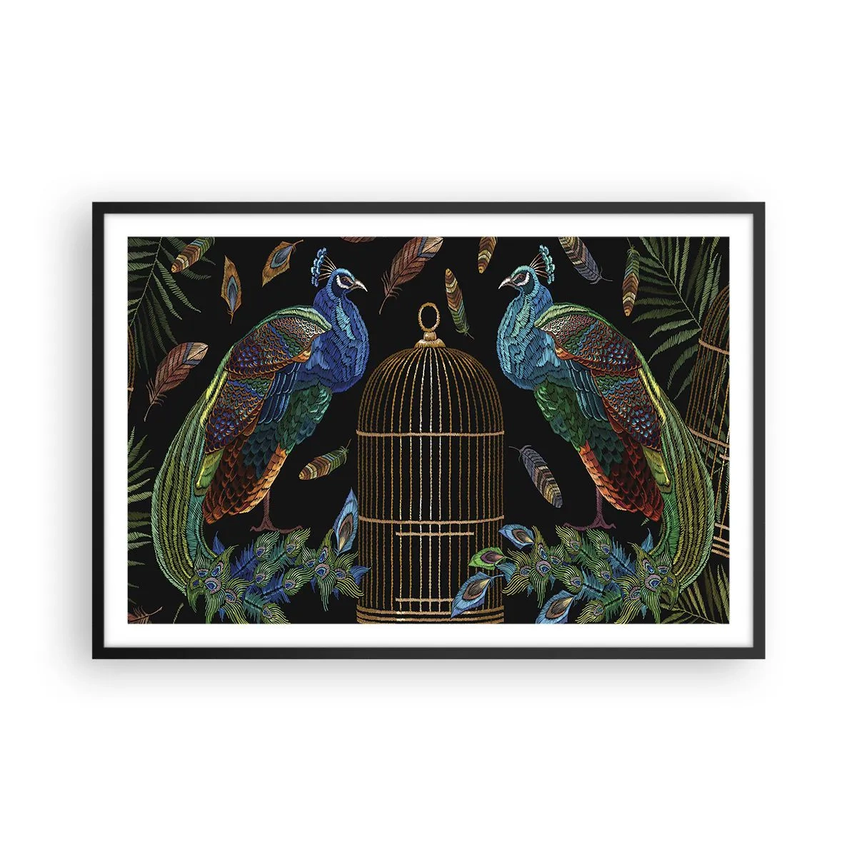 Póster en marco negro - Con plumajes reales - 91x61 cm