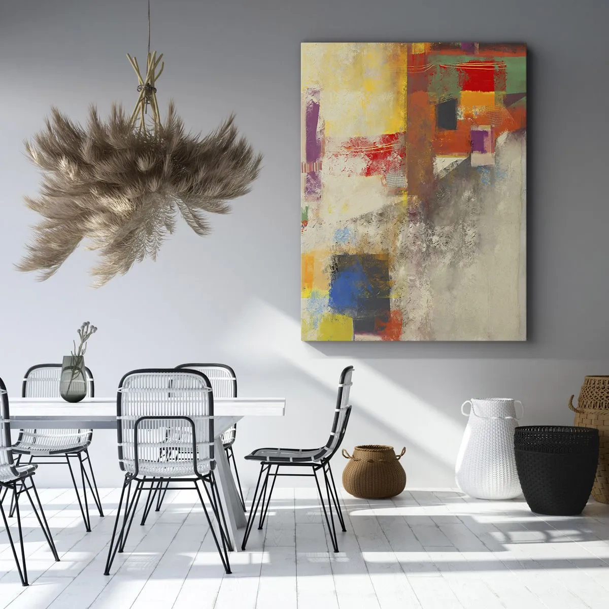 Cuadro sobre lienzo - Impresión de Imagen - Geometría de color - 65x120 cm