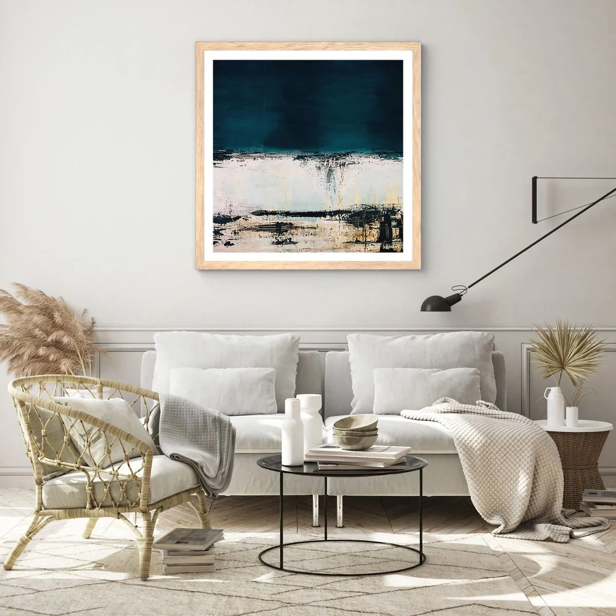 Póster en marco roble claro - Composición horizontal - 30x30 cm