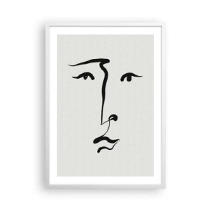 Póster en marco blanco - Retrato en una línea - 50x70 cm