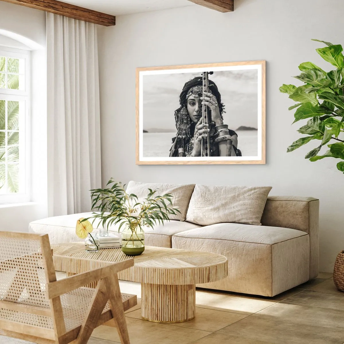 Póster en marco roble claro - La música propia de Oriente - 70x50 cm