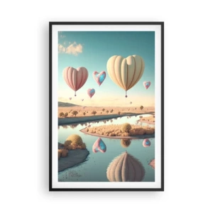 Póster en marco negro - El amor te hace volar - 61x91 cm