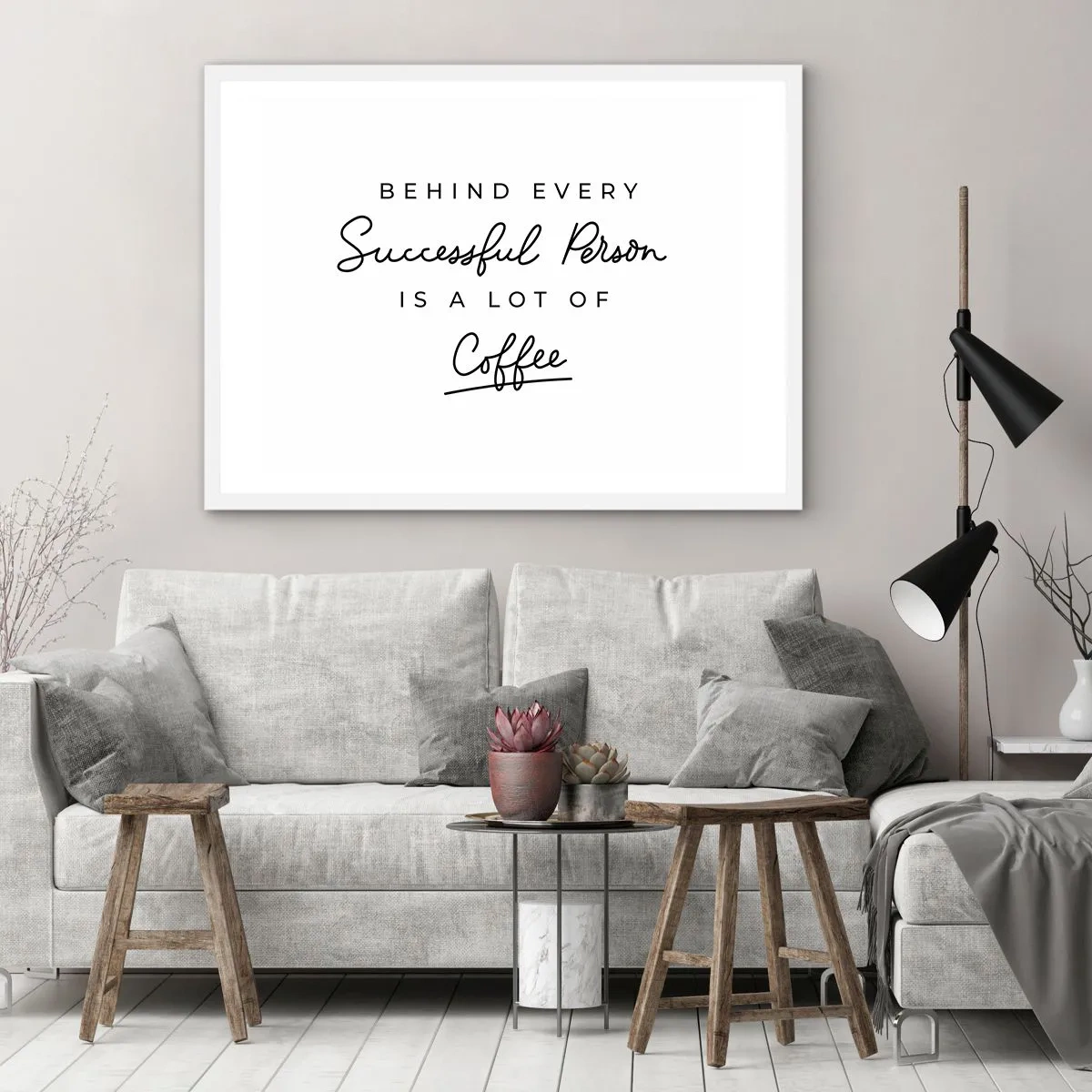 Póster en marco blanco - El secreto del éxito - 70x50 cm