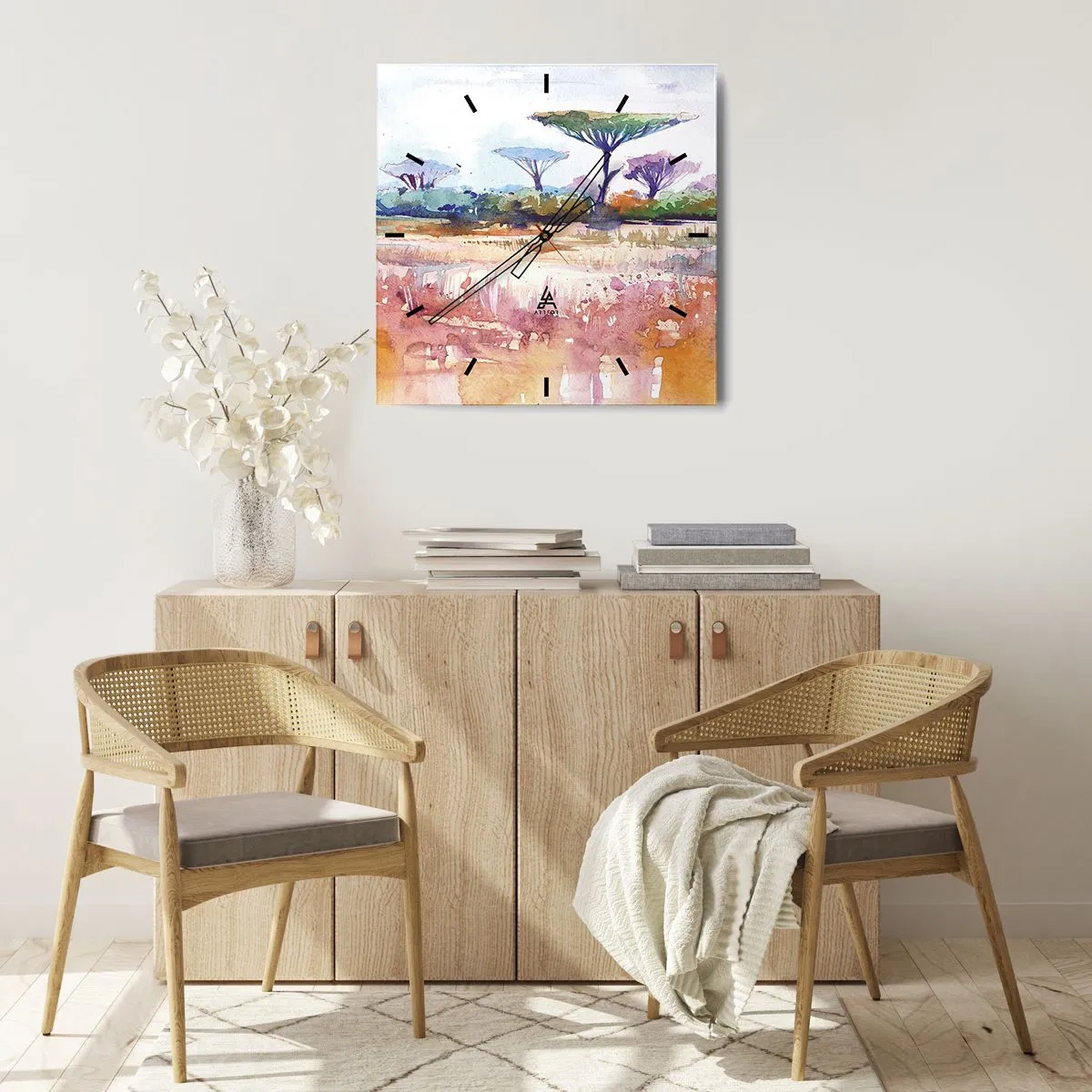 Reloj de pared - Reloj de vidrio - Colores de la sabana - 40x40 cm