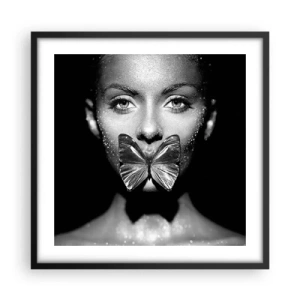 Póster en marco negro - Beso de mariposa - 50x50 cm