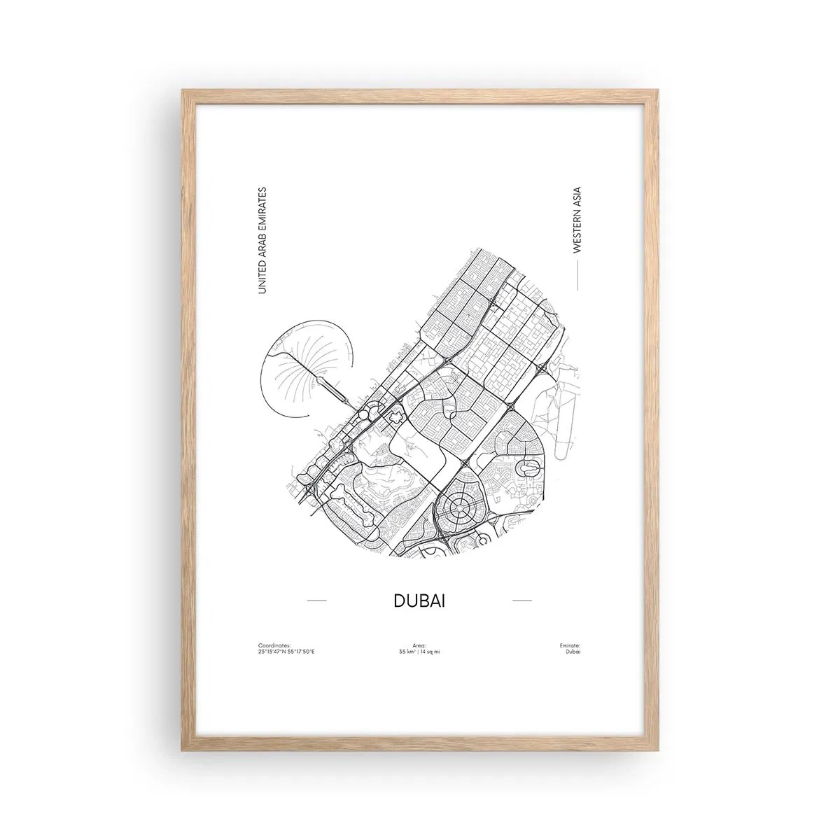 Póster en marco roble claro - Anatomía de Dubái - 50x70 cm
