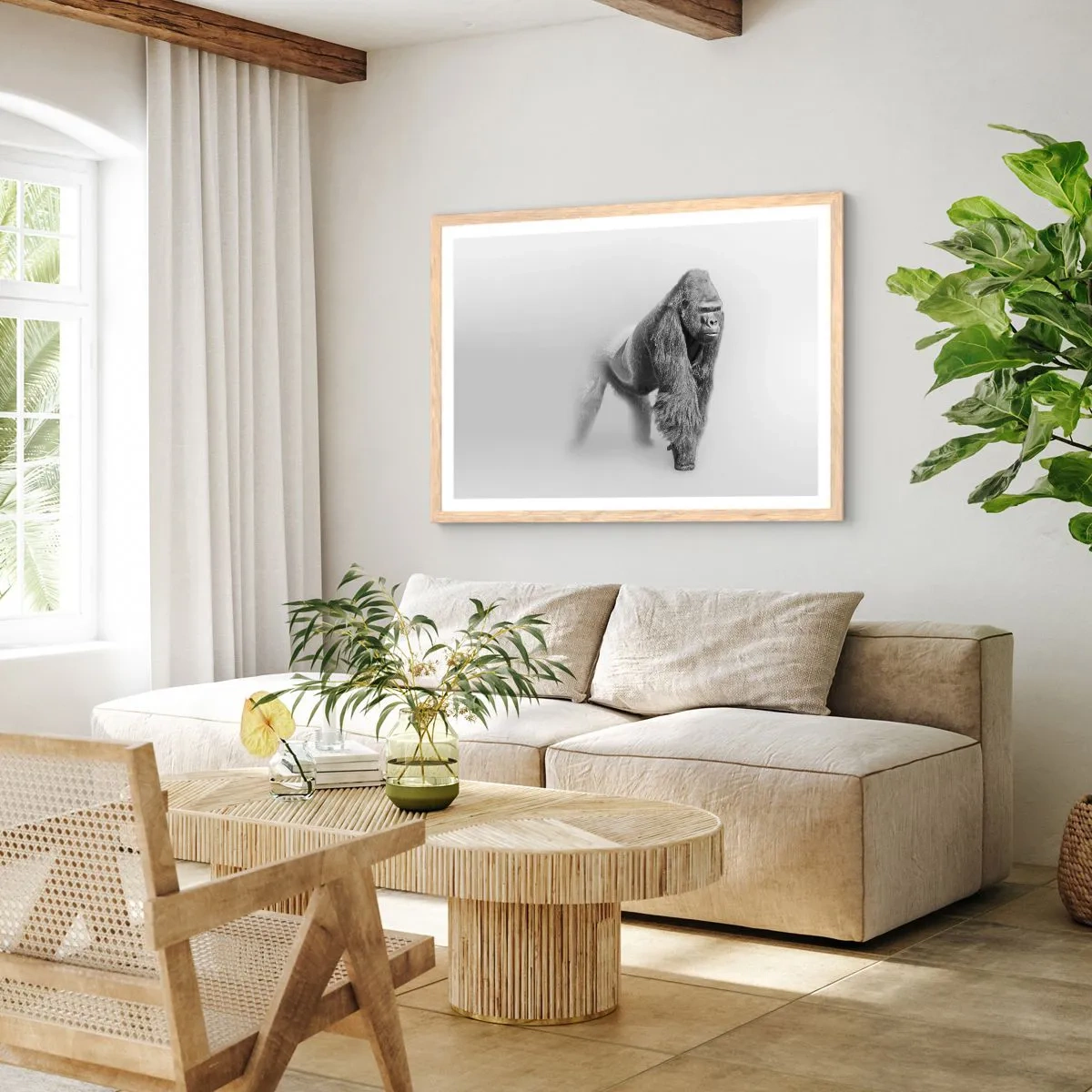 Póster en marco roble claro - Confiando en su fuerza - 100x70 cm