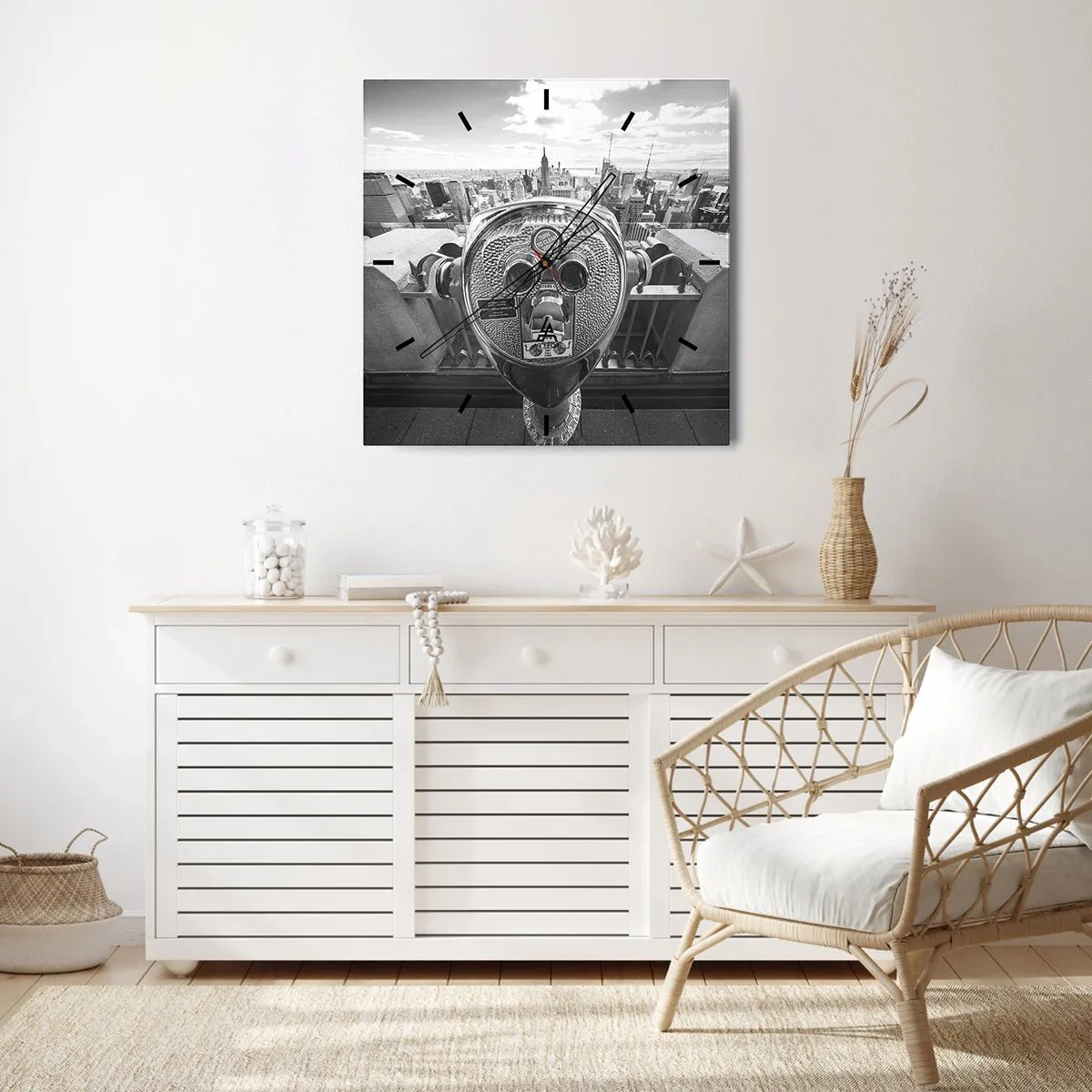 Reloj de pared - Reloj de vidrio - Sobre la ciudad - 40x40 cm