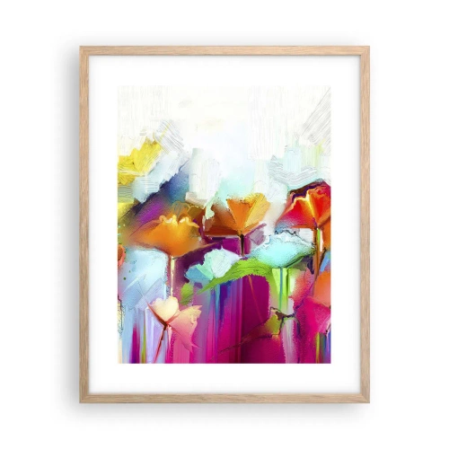 Póster en marco roble claro - Un arco iris ha florecido - 40x50 cm