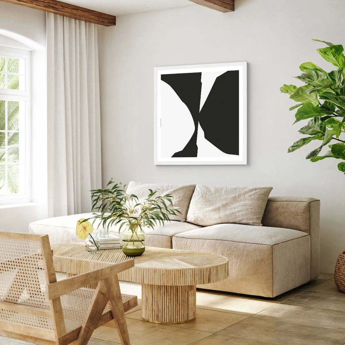 Póster en marco blanco - Positivo-negativo - 60x60 cm