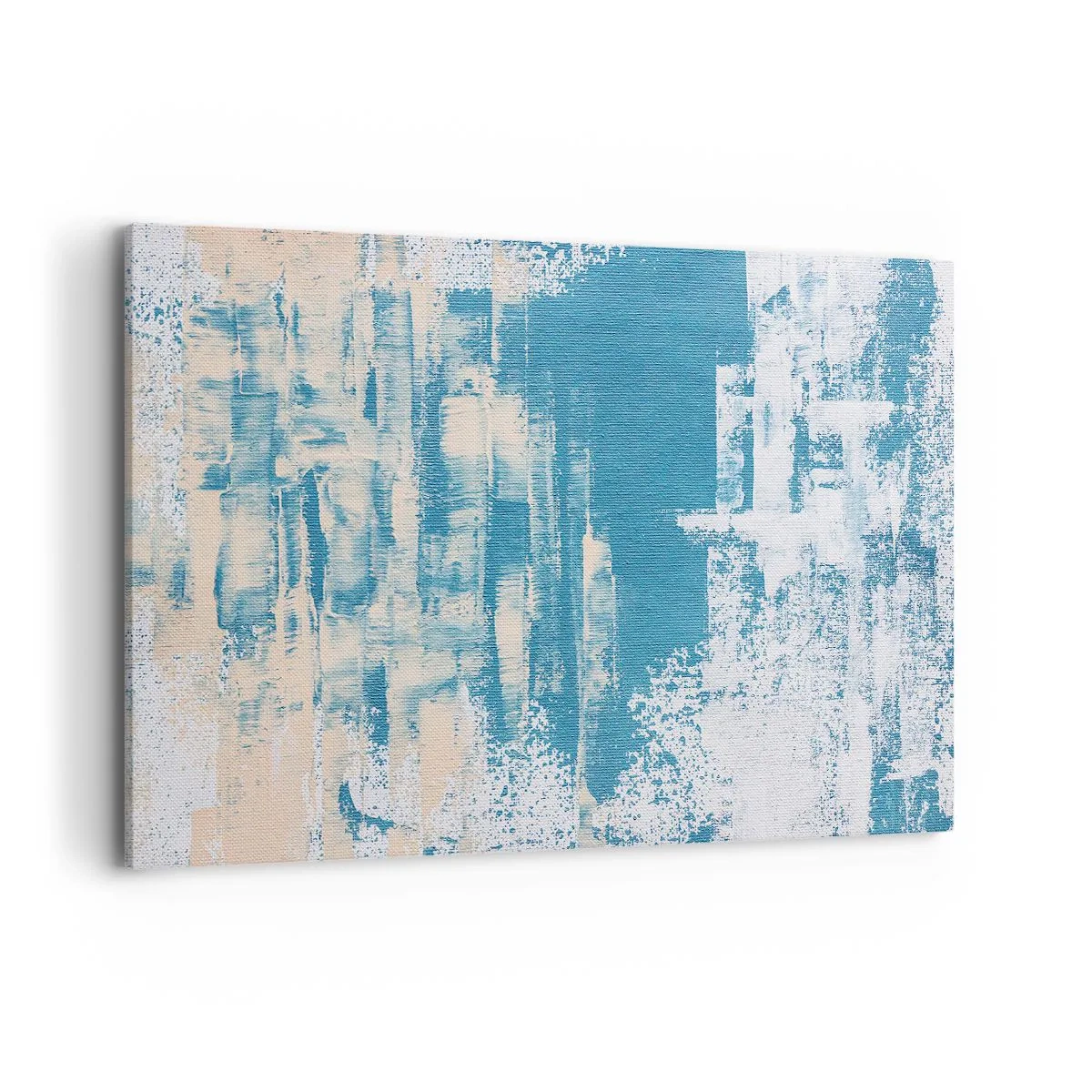 Cuadro sobre lienzo - Impresión de Imagen - Composición abstracta en tonos azules y blancos. - 100x70cm - A través de un carámbano - Decoración de pared moderna para salón y dormitorio ARTTOR