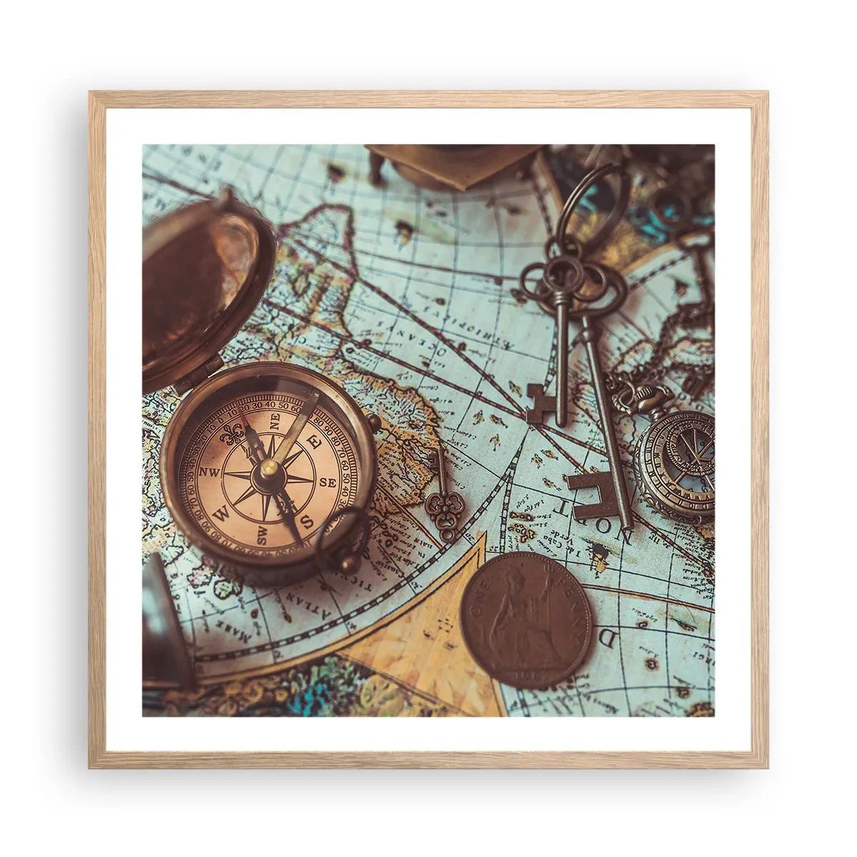 Póster en marco roble claro - Para el aventurero - 60x60 cm