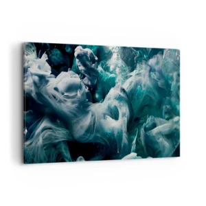 Cuadro sobre lienzo - Impresión de Imagen - Ondas abstractas dinámicas en tonos azules y blancos. - 120x80cm - Un movimiento de color - Decoración de pared moderna para salón y dormitorio ARTTOR