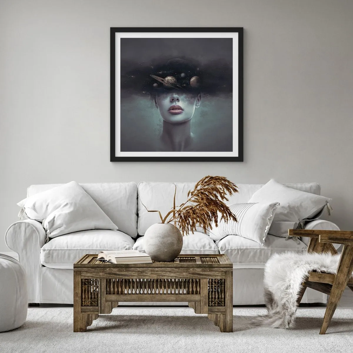 Póster en marco negro - Y los planetas sienten... - 60x60 cm