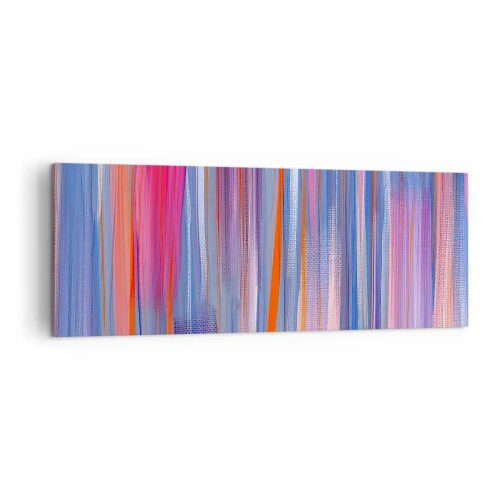 Cuadro sobre lienzo - Impresión de Imagen - Líneas verticales abstractas en tonos azul y rosa. - 140x50cm - Ascensión - Decoración de pared moderna para salón y dormitorio ARTTOR