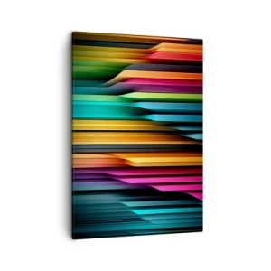 Cuadro sobre lienzo - Impresión de Imagen - Las líneas verticales coloridas crean una abstracción dinámica. - 50x70cm - Órgano luminoso - Decoración de pared moderna para salón y dormitorio ARTTOR