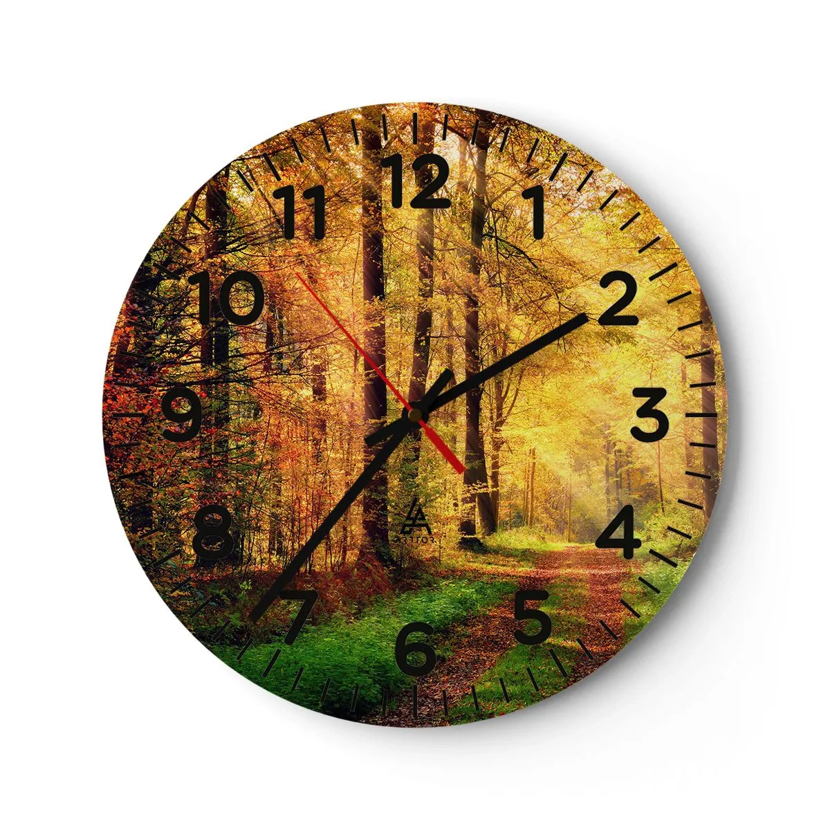 Reloj de pared - Reloj de vidrio - Silencio dorado del bosque - 30x30 cm