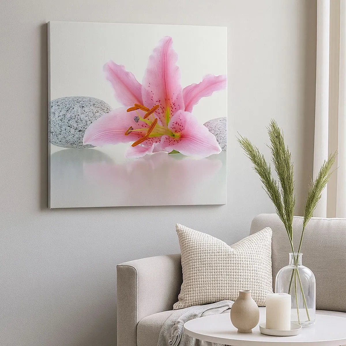 Cuadro sobre lienzo - Impresión de Imagen - Estudio en rosa, gris y blanco - 30x30 cm