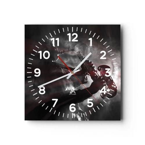 Reloj de pared - Reloj de vidrio - En el vapor del jazz - 30x30 cm