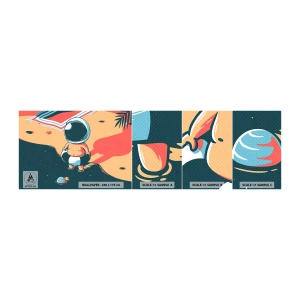 Muestra de fotomural autoadhesivo Deluxe Sticker - Desde una perspectiva diferente - Abstracción, Playa, Astronauta - 100x30 cm