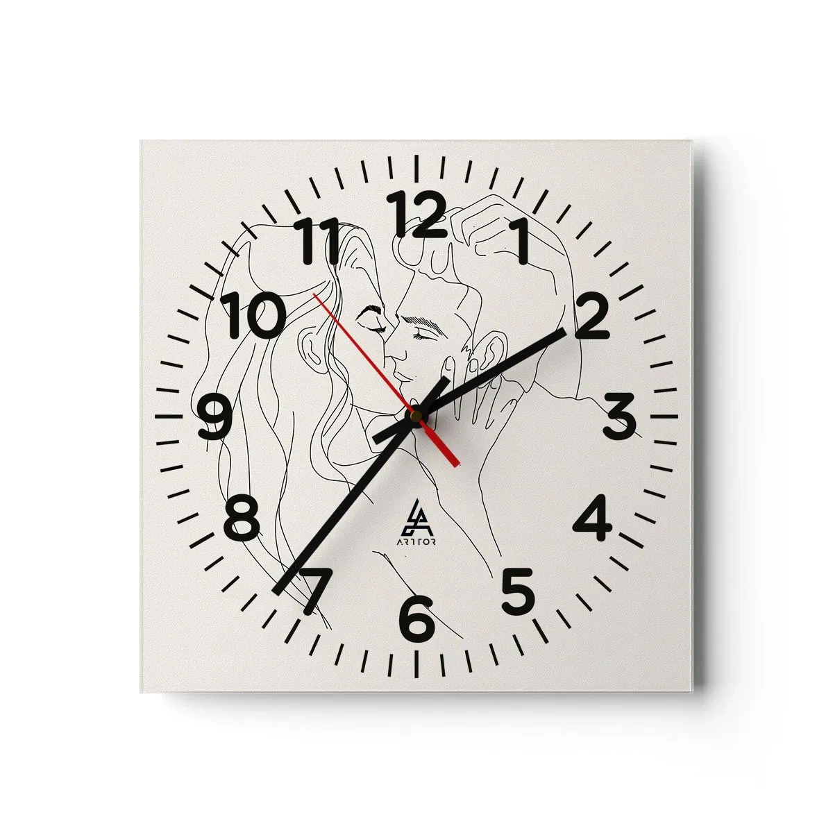 Reloj de pared - Reloj de vidrio - Unión y sentimiento - 40x40 cm