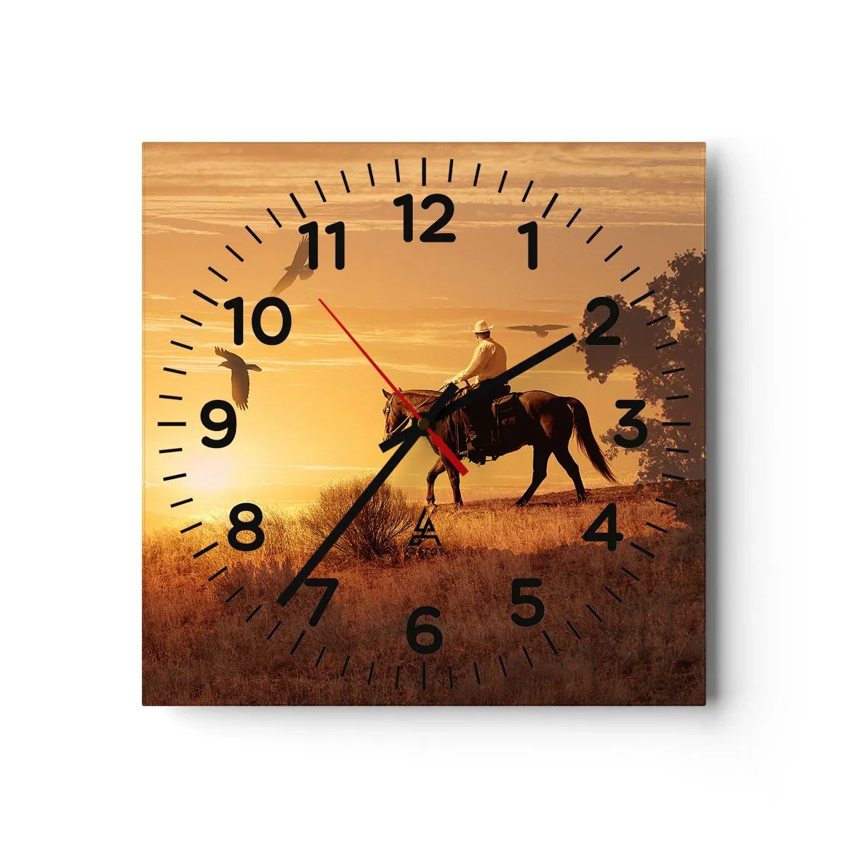 Reloj de pared - Reloj de vidrio - Solo a través de la pradera - 40x40 cm
