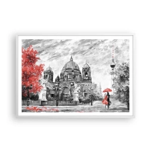 Póster en marco blanco - Reunión en Berlín - 100x70 cm