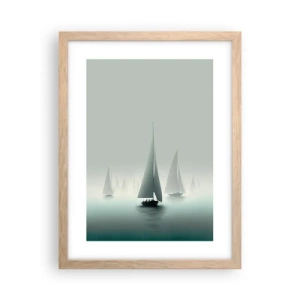 Póster en marco roble claro - Día de niebla en alta mar - 30x40 cm