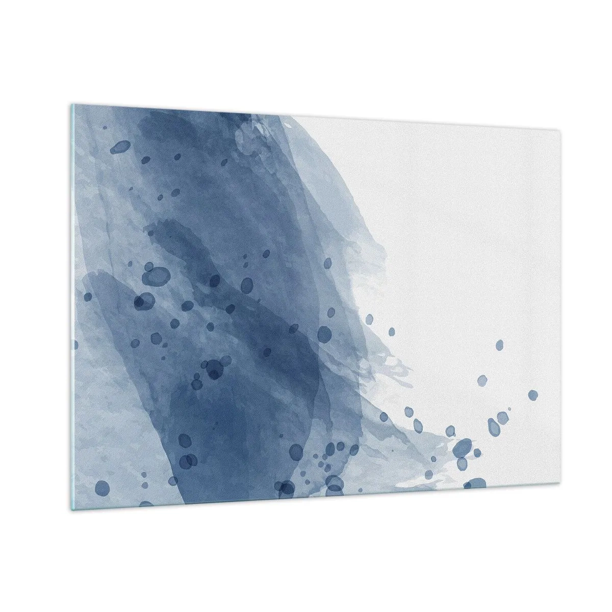 Cuadro sobre vidrio - Impresiones sobre Vidrio - Mancha de acuarela en tonos azules - 100x70cm - Tul azul - Decoración de pared moderna para salón y dormitorio ARTTOR