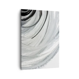 Cuadro sobre lienzo - Impresión de Imagen - Un remolino monocromático en tonos de gris y negro. - 50x70cm - Composición orbital - Decoración de pared moderna para salón y dormitorio ARTTOR