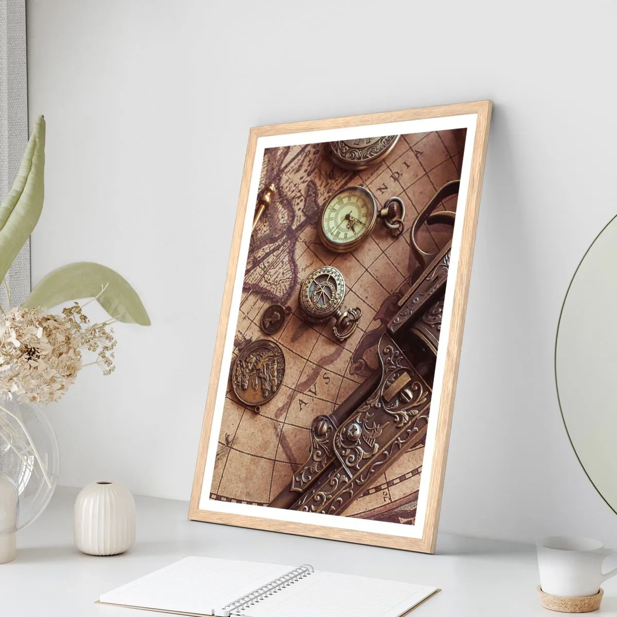 Póster en marco roble claro - La aventura llama - 30x40 cm