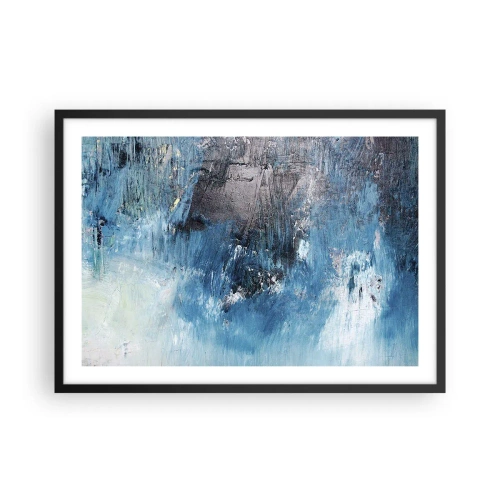 Póster en marco negro - Pinceladas abstractas en tonos azules - 70x50cm - Rapsodia celeste - Decoración de pared moderna para salón y dormitorio ARTTOR
