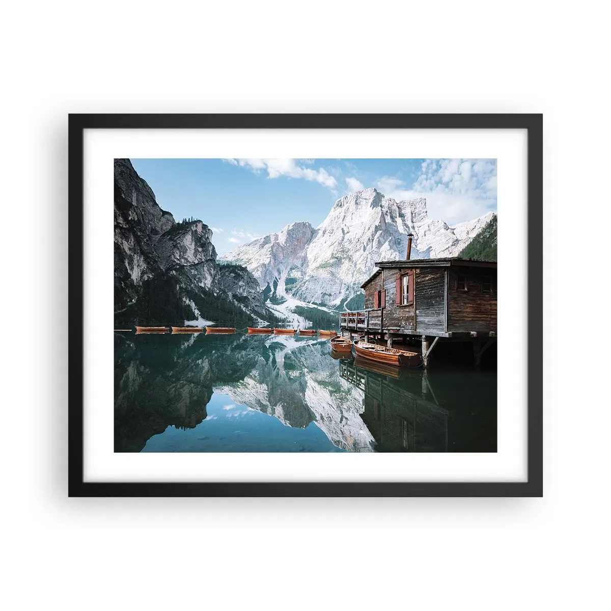 Póster en marco negro - Una mañana cristalina de montaña - 50x40 cm