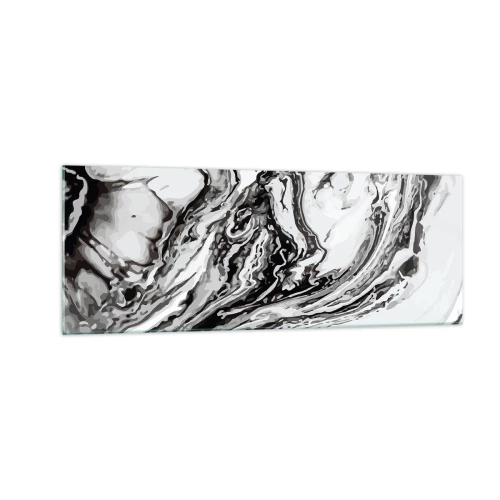 Cuadro sobre vidrio - Impresiones sobre Vidrio - Patrón de mármol abstracto en blanco y negro - 140x50cm - Al principio existía el caos - Decoración de pared moderna para salón y dormitorio ARTTOR