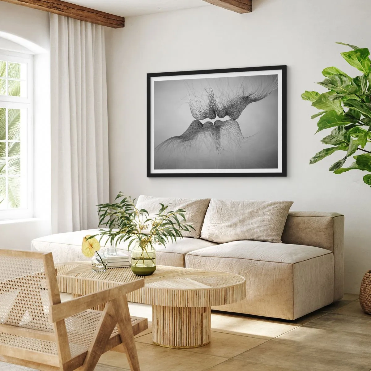 Póster en marco negro - Beso del viento - 50x40 cm