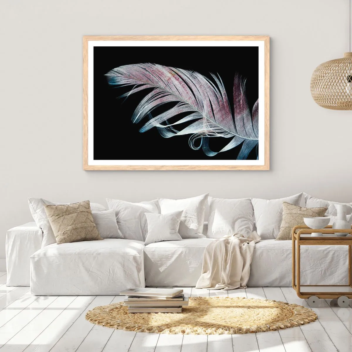 Póster en marco roble claro - Piensa en el tacto - 70x50 cm