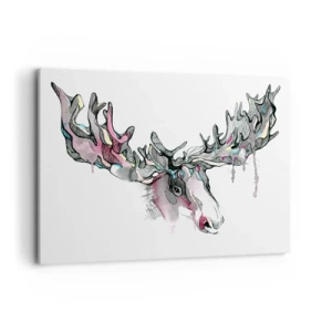 Cuadro sobre lienzo - Impresión de Imagen - Acuarela artística de un alce con ricas astas. - 120x80cm - La corona del rey del bosque - Decoración de pared moderna para salón y dormitorio ARTTOR