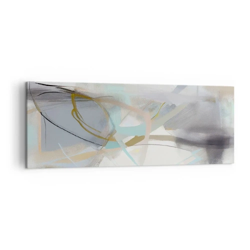 Cuadro sobre lienzo - Impresión de Imagen - Abstracción pastel con líneas delicadas. - 140x50cm - Abstracción brumosa - Decoración de pared moderna para salón y dormitorio ARTTOR