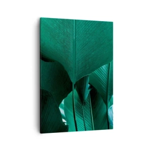 Cuadro sobre lienzo - Impresión de Imagen - Hojas verdes en una composición minimalista. - 50x70cm - De cara a la luz - Decoración de pared moderna para salón y dormitorio ARTTOR