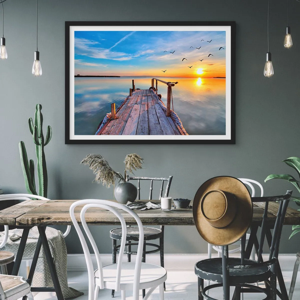 Póster en marco negro - Caminando hacia el sol - 50x40 cm