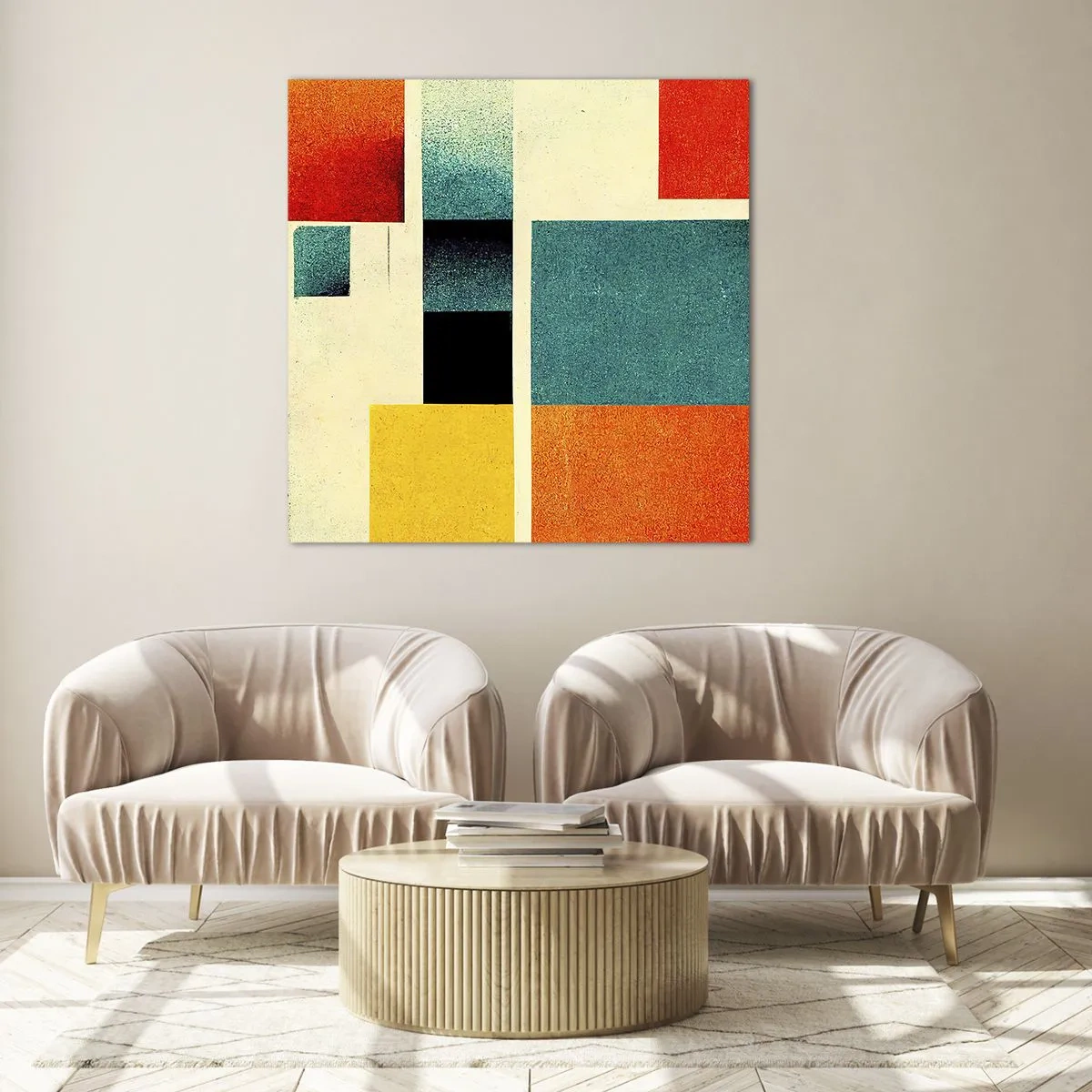 Cuadro sobre vidrio - Impresiones sobre Vidrio - Abstracción geométrica - buena energía - 30x30 cm