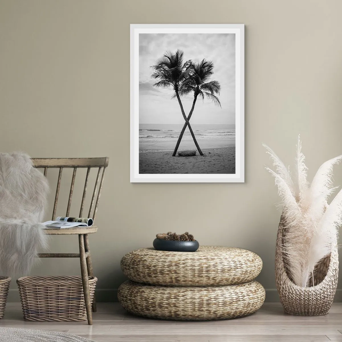 Póster en marco blanco - Las eternas inquilinas de la playa - 70x100 cm